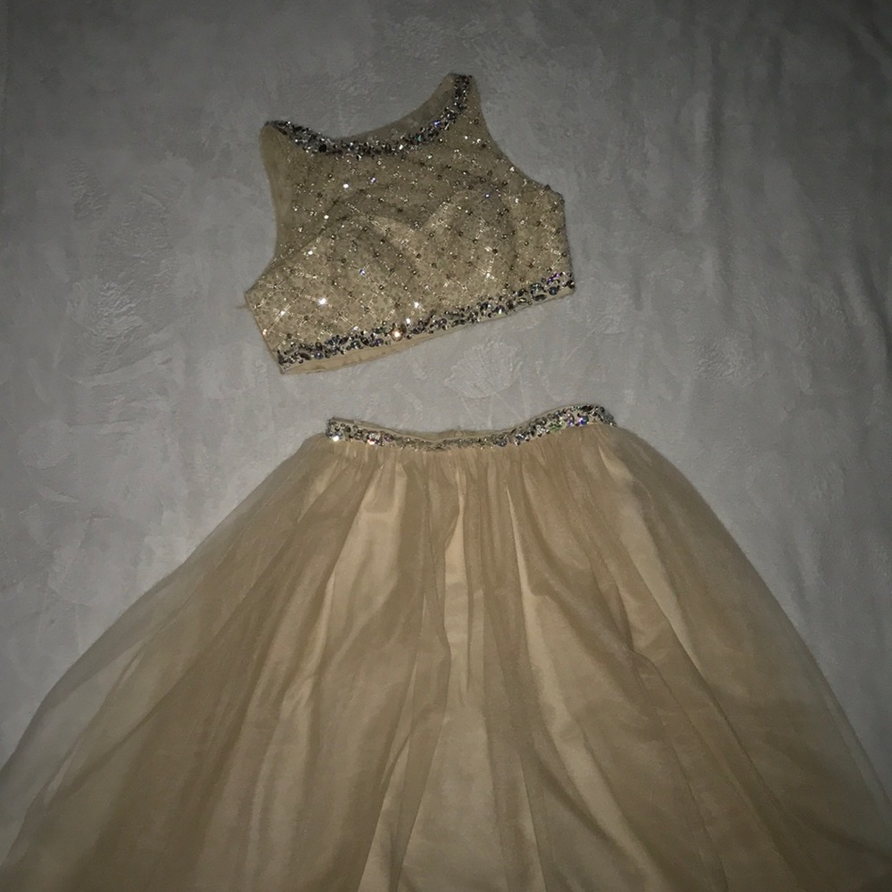Prom/Wedding Attire. Two-piece Champagne dress.
